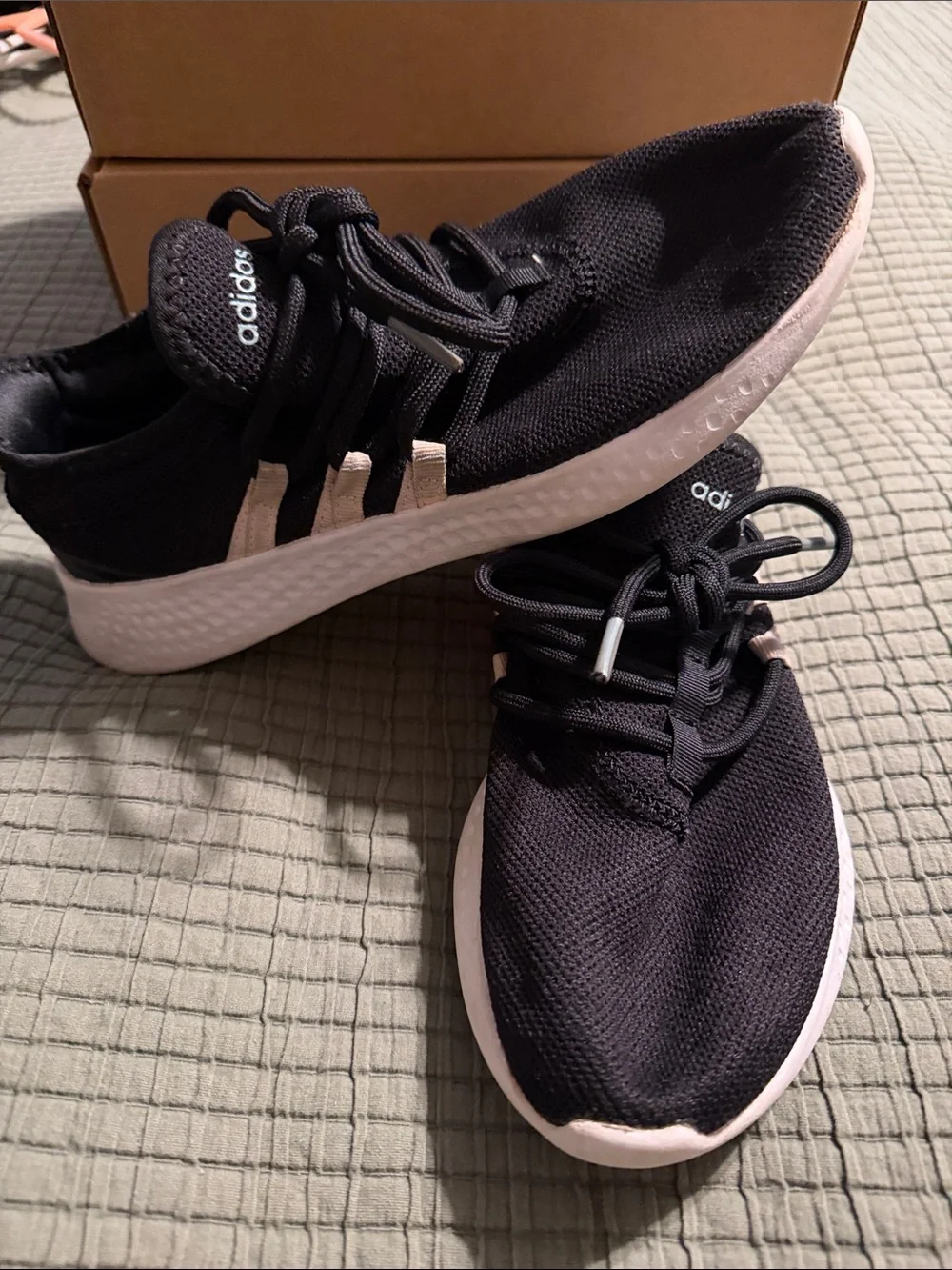 adidas Black Knit Sneakers with White Accents